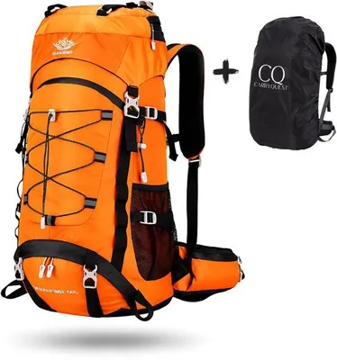 Image de CarryQuest® - Sac à dos de randonnée 60L, housse de pluie en nylon, couleur orange
