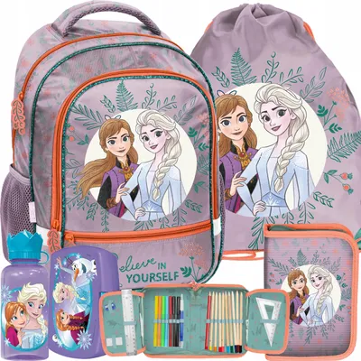 Produktbild von 5 Tlg. Set Schulrucksack 18l Schulranzen Federtasche Brotdose Rucksack; Eiskönigin