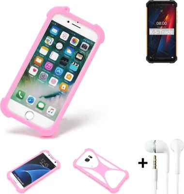 Produktbild von K-S-Trade Bumper + Kopfhörer kompatibel mit Ulefone Armor 8 Handy Hülle Schutzhülle Silikon Schutz Hülle Cover Case Silikoncase Silikonbumper TPU