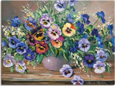 Produktbild von ARTland Leinwandbild Stiefmütterchenstrauß Größe: 60x45 cm