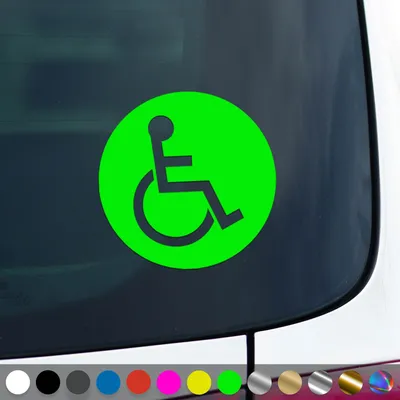 Produktbild von PantherPixel Rollstuhlfahrer Aufkleber Behindert Hinweis Rollstuhl Sticker Auto Geschenkidee Farbe Neon-Grün
