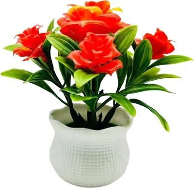 Produktbild von Künstliche Topfpflanzen, 5 Rosenblütenköpfe, Tischdekoration für Zuhause, Büro, Hochzeit, Bonsai, Innen- und Außenbereich, Schreibtischdekoration