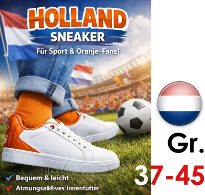 Produktbild von Weiße Sneaker Damen Herren Turnschuhe Sportschuhe modisch bequem Holland Tennis Freizeit Sport Gr. 38