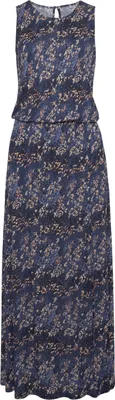 Produktbild von VIVANCE Maxikleid mit Seitennahttaschen und Schlitz blau-rosé bedruckt Größe 40