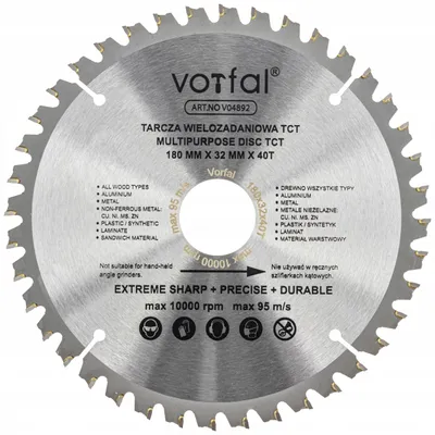 Obrázek produktu pro Vorfal Řezný kotouč víceúčelový TCT 180x32x40T pro dřevo a kov