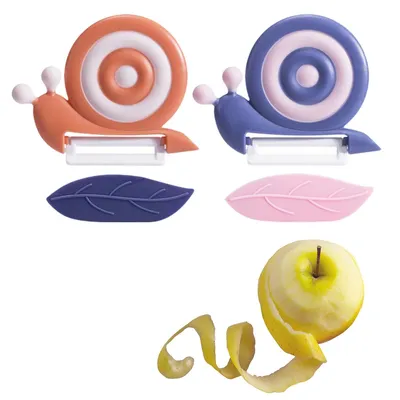 Produktbild von 2er Set Sparschäler Schnecke Keramikmesser,sparschäler kinder mit rutschfestem Griff,für gemüse & Obst,für Camping, Picknick & Haushalt
