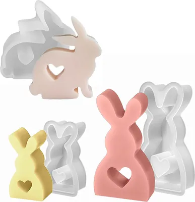 Produktbild von 3 Stück Ostern Kaninchen Silikonformen Gießformen, Hasenform für Ostern, Ostern Hase Backform, Osterhase Silikonform