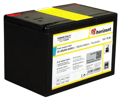 Produktbild von horizont turbomax AB75 Weidezaunbatterie 9 Volt, Alkaline Weidezaun Batterie 75 Ah, für Weidezaungeräte 9 Volt, hoher Spannungsverlauf über gesamte Lebensdauer