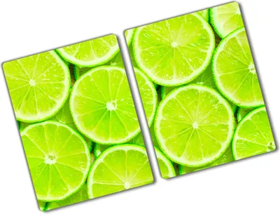 Produktbild von Tulup Glas Herdabdeckplatte - 2x40x52 cm - Glaskeramikkochfeld-Abdeckung Spritzschutz Glasabdeckplatte Kochplattenabdeckung und Schneidebrett - Zweiteilig - Essen & Getränke - Limetten - Grün