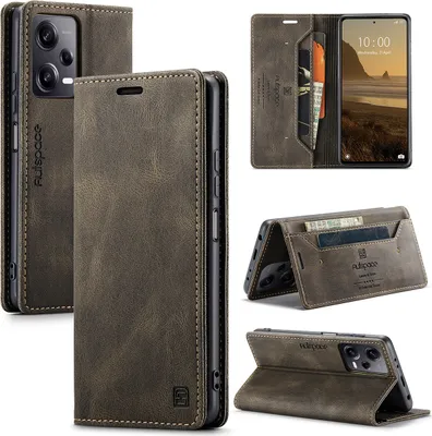 Produktbild von Redmi Note 12 Pro Hülle, Retro Kunstledertasche Stand Schutzhülle für Xiaomi Redmi Note 12 Pro 5G Kupfer