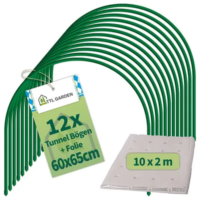 Produktbild von TTL GARDEN Tunnelbögen ARCOS 60-12er Set + PE-Folie 10x2m Folientunnel