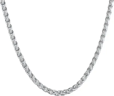 Productafbeelding van Heren- en damesketting van roestvrij staal, 18k zilverkleurig (6 mm), lengte 71,0 centimeter