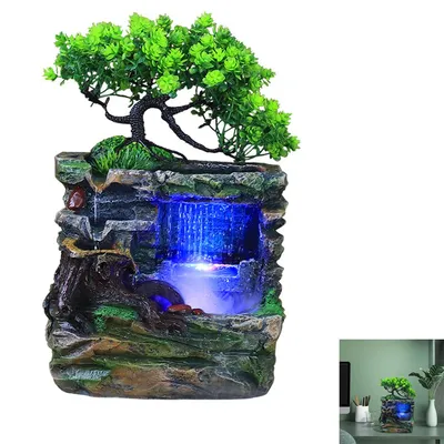 Produktbild von Steingarten-Zimmerbrunnen,kompaktes Wasserornament mit geschlossenem Kreislaufsystem,perfekt für Einsatz im Büro, Schlafzimmer,Teeraum oder Yoga