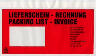 Produktbild von Begleitpapiertasche DIN Lang, mit Druck, Lieferschein/Rechnung 70µ