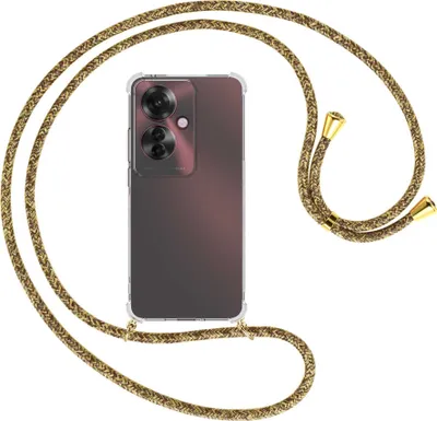 Produktbild von Handykette Backcover-Schutzhülle mit Band (Metall goldfarben) für Oppo Reno11 F 5G - braun+beige