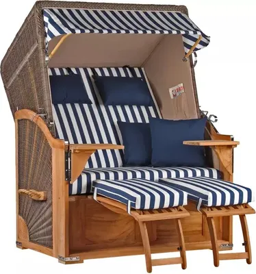 Produktbild von Strandkorb Nordstrand Teak PE grey Dessin 518