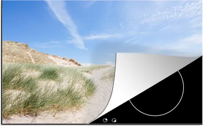 Produktbild von KitchenYeah© Herdabdeckplatte Strand - Düne - Gras , 81x52cm, Küche Deko, Glaskeramikkochfeld Herdabdeckung, Abdeckplatte fùr Kochfeld