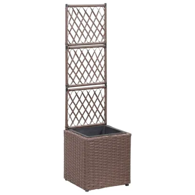 Immagine prodotto di Maison Exclusive - Aiuola rialzata con graticcio per rampicanti, 1 vaso, 30x30x107 cm, rattan sintetico marrone