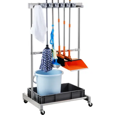 Zdjęcie produktu dla Gartengenüsse - Stojak na narzędzia ogrodowe 1243x508x660mm - Organizer PP ze stali nierdzewnej - Uniwersalny stojak do przechowywania narzędzi ogrodowych - 10 przegródek na narzędzia, 24 haczyki - Uchwyt na narzędzia ogrodowe, uchwyt na miotłę