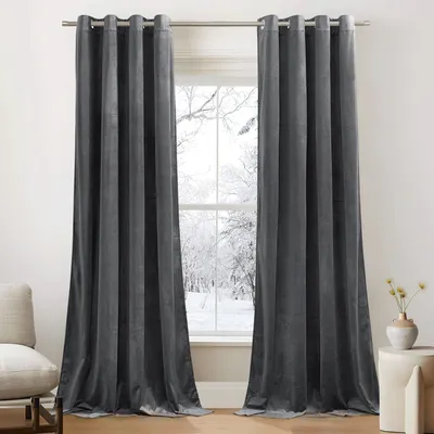 Samtvorhang Verdunklung 2er Set 132x220 cm Grau