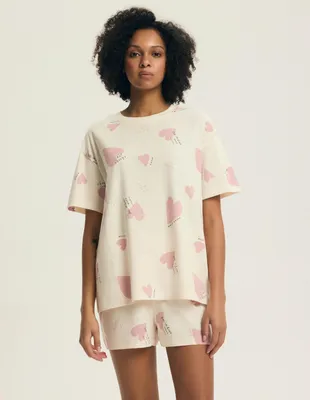 Image de Pyjama pour femme Henderson Elain, imprimé, en 100% coton, couleur beige, taille L