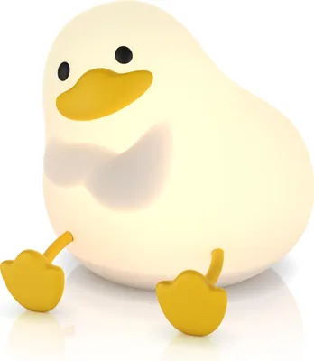 Image de MyBeo Veilleuse LED pour bébés et enfants, à intensité variable, veilleuse avec changement de couleur RVB, batterie rechargeable, blanc extra chaud, canard assis, aide à l'endormissement, minuterie 30/60 min, 3 niveaux de luminosité, USB-C