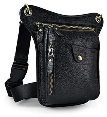 Image de Poche de ceinture en cuir pour hommes et femmes, banane, noire