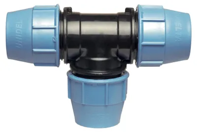 Produktbild von Unidelta PP T-Stück 63mm mit Klemmverschraubung für PE-Rohr, PN16, Rohrverbinder für Wasserleitung & Bewässerung, DVGW-zugelassen