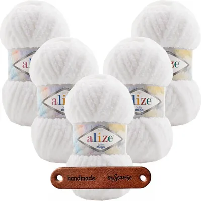 Produktbild von 5 x ALIZE Softy Mega 55 White mit Label