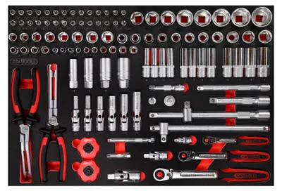 Image de KS TOOLS Jeu de clés à douilles 1/4"+ 3/8"+ 1/2" en mousse 111 pces 811