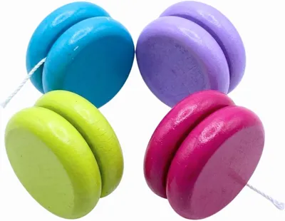 Produktbild von JoJo-Set mit 4 verschiedenen Holz-JoJos – Ein Geschenk für Kindergeburtstage