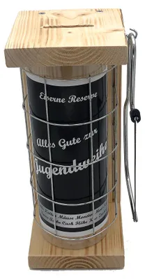 Produktbild von Alles Gute zur Jugendweihe Eiserne Reserve Spardose incl. Säge zum zersägen des Gitter Geldgeschenk Sparbüchse, witzige Sparbüchse, Geschenkidee
