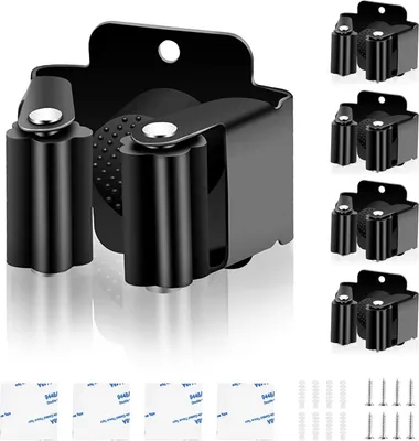 Produktbild von Besenhalterung Wand,Gerätehalter Edelstahl Gartengerätehalter Wandhalterung Selbstklebend Besenhalter Organizer für Küche Zuhause Badezimmer Garage (4 Black)