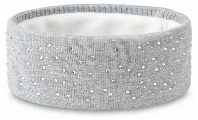 Produktbild von styleBREAKER Stirnband Damen Winter mit Strasssteinen und Fleece Innenfutter | warmes elastisches Feinstrick Haarband gefüttert | Glitzer Headband für kalte Tage