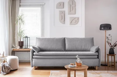 Produktbild von MIUFORM Simon - Sofa mit Bettfunktion - 207x90cm - Hellgrau - 3-Sitzer Schlafsofa