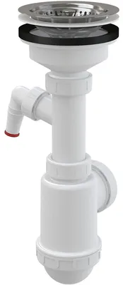 Produktbild von Alcadrain Spülbeckensiphon mit einem Edelstahlgitter DN 115 und einem Geräteanschluss