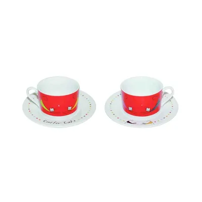 Produktbild von 2 bunte Tassen mit Untertasse in Geschenkbox - Cool for Cats - Katzen