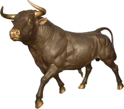 Produktbild von Casa Padrino Luxus Bronze Deko Skulptur Stier 295 x 86 x H. 160 cm - Riesiege Bronze Skulptur - Lebensgroße Tierfigur - XXL Bronze Stier Figur - XXL Garten Skulptur - Luxus Garten Deko
