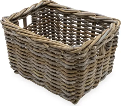 Image de Rotin Panier de Rangement avec Intervention - ca. 34x24x20 cm - Panier Déco Bois (petit)