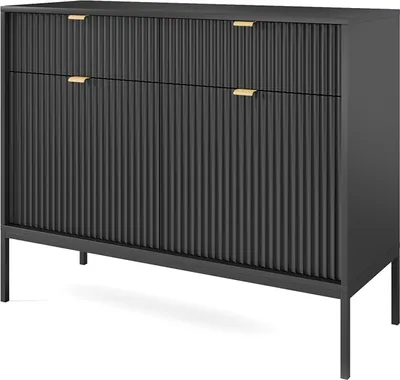 Produktbild von Kommode 104cm breit, schwarz, Fußgestell schwarz NEWCASTLE-160