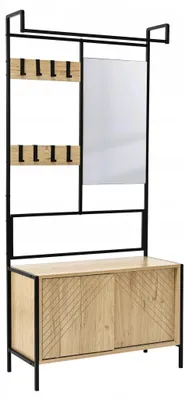 Zdjęcie produktu dla Nowoczesna garderoba do przedpokoju z lustrem wieszak szafka 172x80 cm dąb