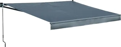 Image de Store banne SAULE 3,95 × 3m - Toile anthracite et structure grise