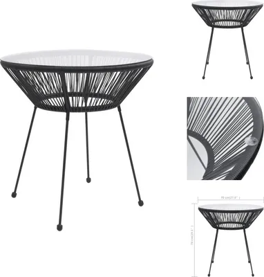 Obrázek produktu pro vidaXL Zahradní jídelní stůl černý Ø70x74 cm ratan a sklo - Zahradní stoly