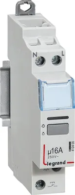 A close-up studio shot of a Legrand electronic switch.