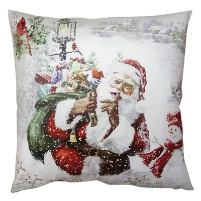 Produktbild von Clayre & Eef Kissenbezug 45x45 cm Weiß Rot Polyester Weihnachtsmann