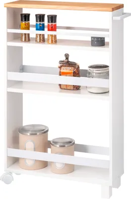 Immagine prodotto di carrello a nicchia per cucina eluno, carrello per cucina, organizzatore per bagno a 3 livelli, legno, bianco