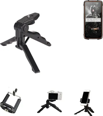 Produktbild von K-S-Trade Stativ Tisch-Ständer Dreibein Handy-Stativ Ständer kompatibel mit Cubot KingKong 5 Pro Mini-Stativ Smartphone Tripod Handy-Stativ aus