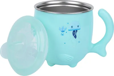 Produktbild von Edelstahl Kinder Isolierbecher Cartoon Niedlicher Babynahrungssnack mit DeckelGrün