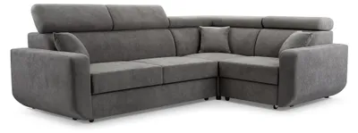 Produktbild von Masseno Ecksofa RENO mit Schlaffunktion L-Form, Sofa mit Bettkasten, Wohnzimmersofa, Couch, Soffa, Bettsofa, Couchgarnitur- Grau, VELO 635
