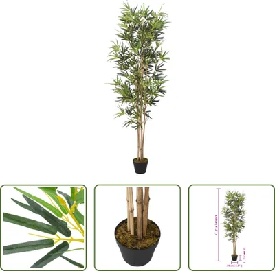 Obrázek produktu pro The Living Store Bambusový strom umělý 552 listů 120 cm zelený